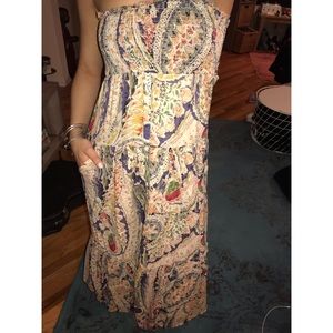 AMERICAN EAGLE FLORAL STRAPLESS DRESS